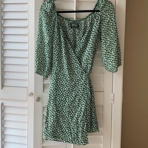 Reformation wrap green floral dress